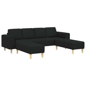 vidaXL Canap&eacute; de salon 3 pc Noir Polyester