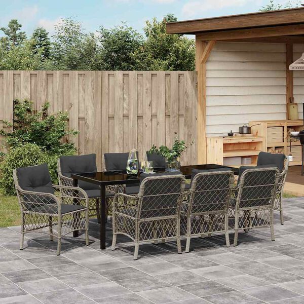vidaXL Ensemble de salle &agrave; manger pour jardin 9 pcs Gris clair