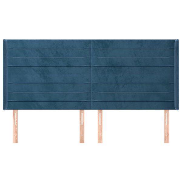 vidaXL T&ecirc;te de lit avec oreilles Bleu fonc&eacute; 203x16x118/128 cm Velours