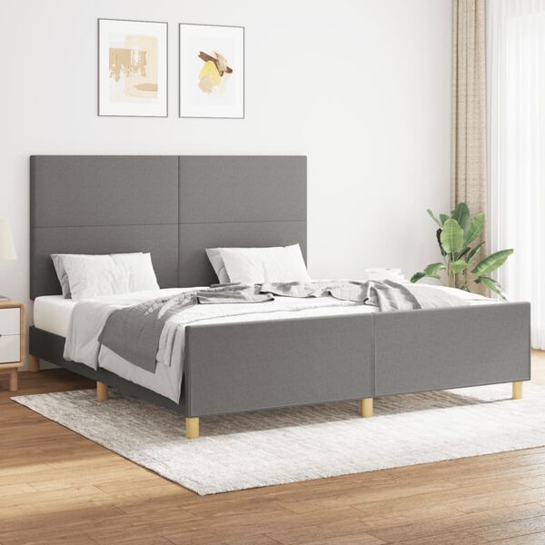 vidaXL Cadre de lit sans matelas gris fonc&eacute; 160x200 cm tissu