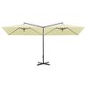 vidaXL Parasol de jardin double avec m&acirc;t en acier Sable 600x300 cm