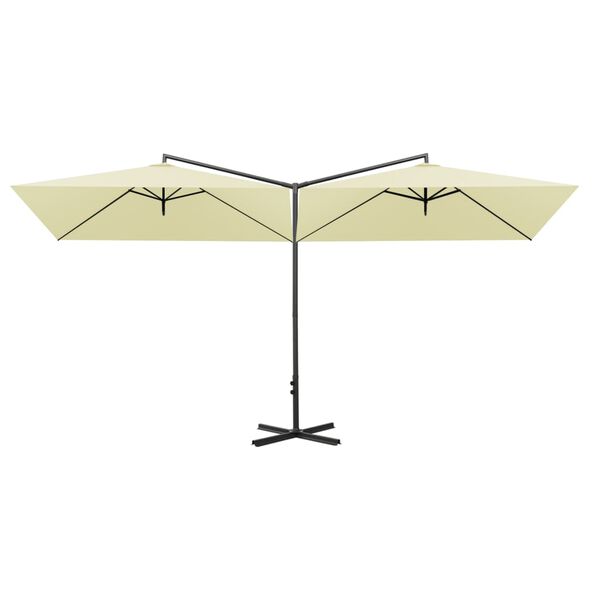 vidaXL Parasol de jardin double avec m&acirc;t en acier Sable 600x300 cm