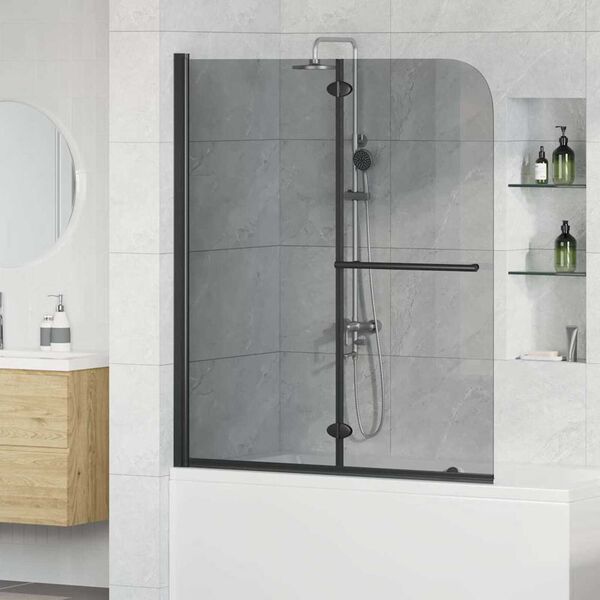 vidaXL Enceinte de Douche Noir 95 x 140 cm Verre ESG et aluminium