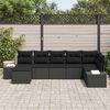 vidaXL Ensemble de canap&eacute; de jardin avec coussin 7 pcs Noir polyrotin