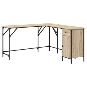 vidaXL Bureau ch&ecirc;ne sonoma 141x141x75 cm bois d'ing&eacute;nierie