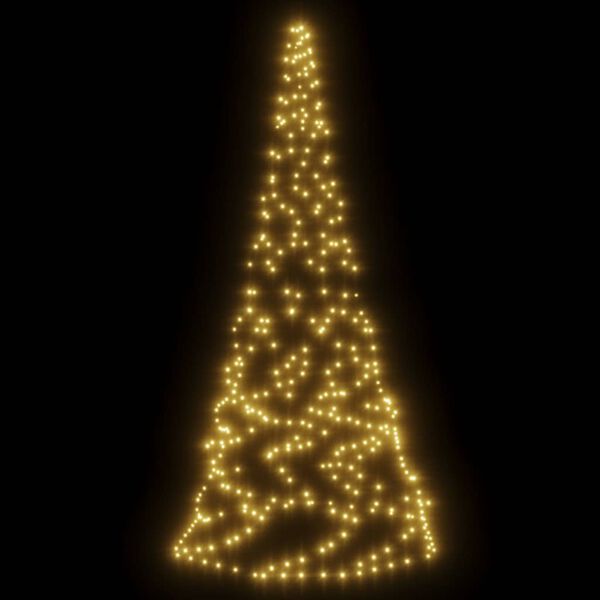 vidaXL Sapin de Noël sur mât de drapeau 200 LED Blanc chaud 180 cm