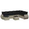 vidaXL Salon de jardin 9 pcs avec coussins gris clair r&eacute;sine tress&eacute;e