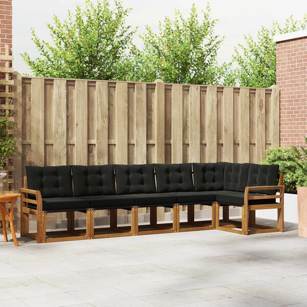 vidaXL Ensemble de canap&eacute;s d'ext&eacute;rieur 6 pcs Naturel et Noir