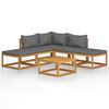 vidaXL Salon de jardin 6 pcs avec coussins Bois d'acacia solide