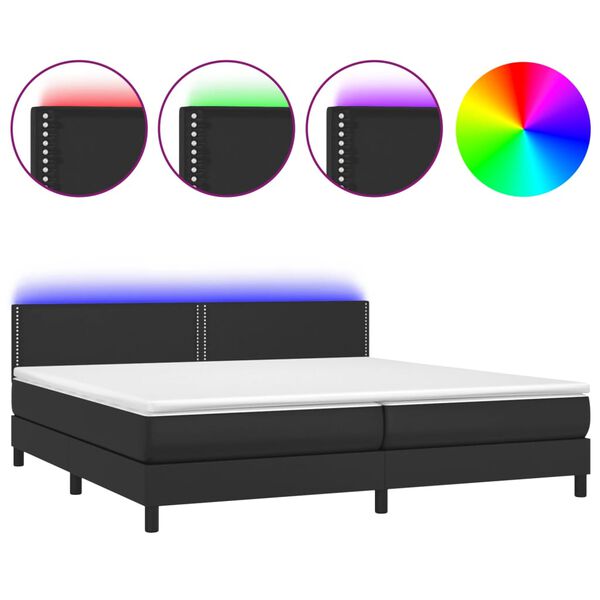 vidaXL Sommier &agrave; lattes de lit avec matelas et LED Noir 200x200 cm