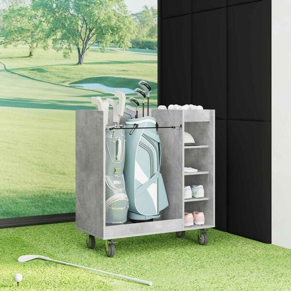 vidaXL Armoire de Golf avec roue Uni Gris b&eacute;ton 90 x 45 x 98 cm