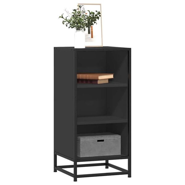 vidaXL Buffet noir 35,5x35x76 cm bois d'ing&eacute;nierie et m&eacute;tal