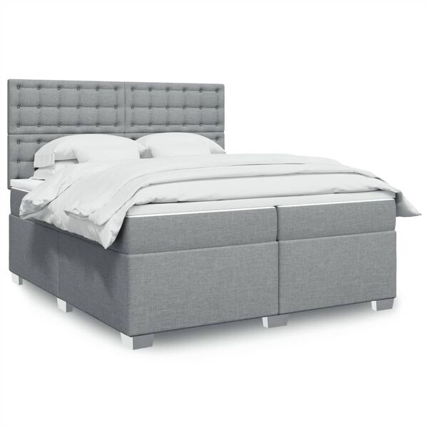 vidaXL Sommier &agrave; lattes de lit avec matelas Gris clair 200x200cm Tissu