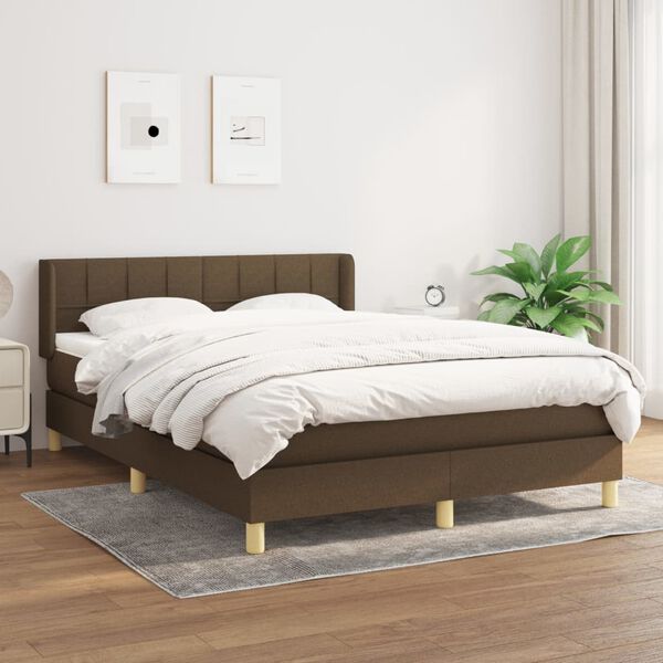 vidaXL Sommier à lattes de lit avec matelas Marron foncé 140x200 cm