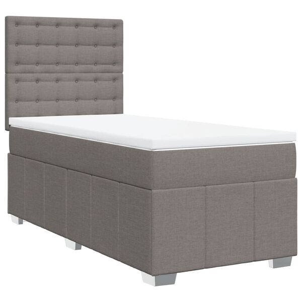 vidaXL Sommier &agrave; lattes de lit avec matelas Taupe 90x200 cm Tissu