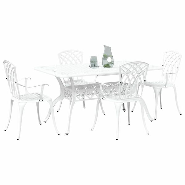 vidaXL Ensemble de salle &agrave; manger pour jardin 5 pcs Blanc Aluminium