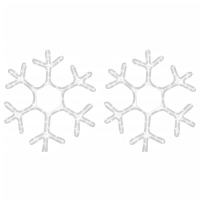 vidaXL Flocons de neige de Noël avec LED 2 pcs Blanc chaud 38x37 cm
