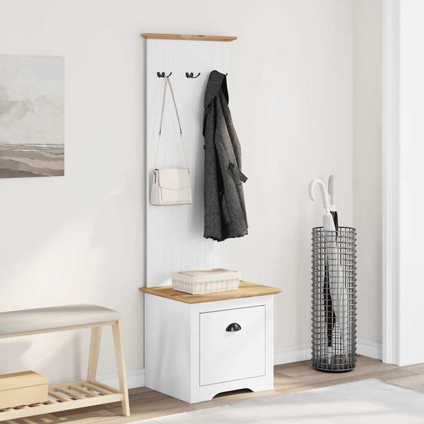 vidaXL Armoire de couloir avec crochets BODO blanc marron 50x40x157 cm