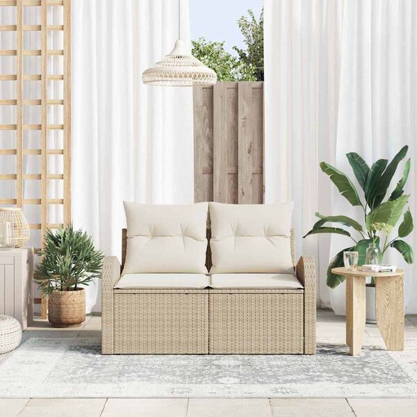 vidaXL Canapé de jardin Beige 124 x 62 x 69cm polyrotin