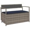 vidaXL Banc de rangement de jardin avec coussin gris r&eacute;sine tress&eacute;e