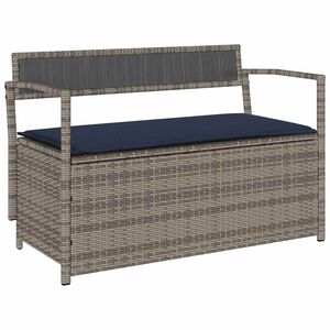 vidaXL Banc de rangement de jardin avec coussin gris r&eacute;sine tress&eacute;e