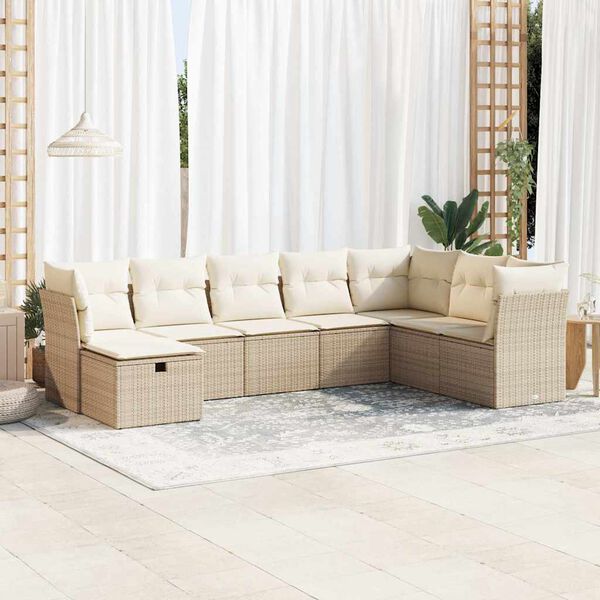 vidaXL Salon de jardin avec coussins 8 pcs beige r&eacute;sine tress&eacute;e