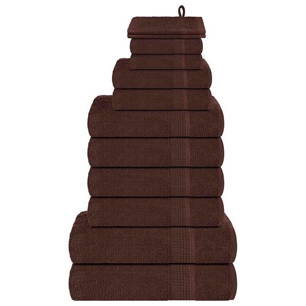 vidaXL Ensemble de serviettes FROGN 12 pcs marron 360 g/m²