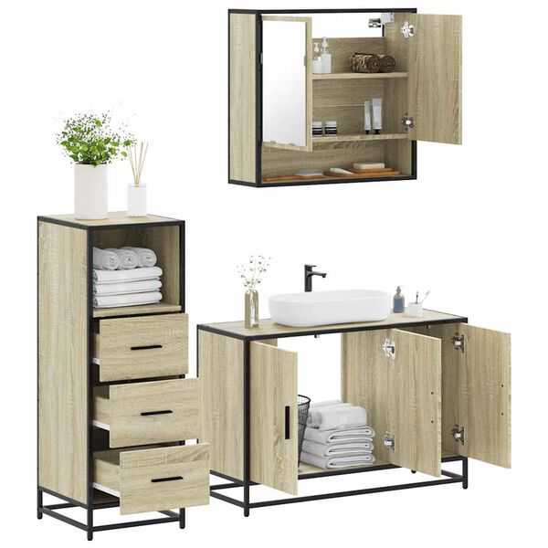 vidaXL Ensemble de meubles de salle de bain 3 pcs chêne sonoma