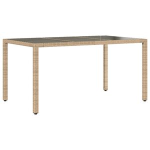 vidaXL Table de jardin 150x90x75 cm Verre tremp&eacute;/r&eacute;sine tress&eacute;e Beige