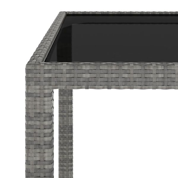 vidaXL Table de jardin Gris 90x90x75 cm Résine tressée