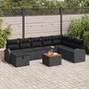 vidaXL Ensemble de canap&eacute; de jardin avec coussin 9 pcs Noir polyrotin