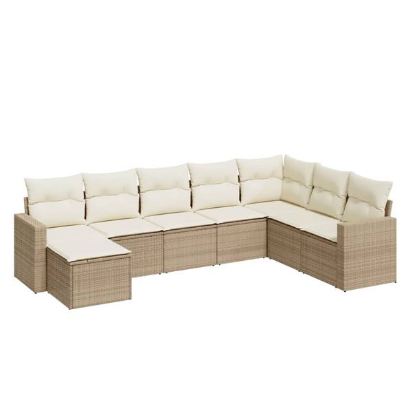 vidaXL Salon de jardin avec coussins 8 pcs beige r&eacute;sine tress&eacute;e