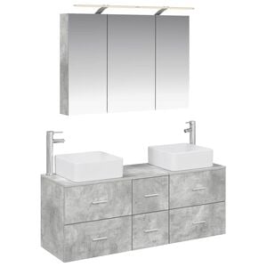 vidaXL Ensemble de mobilier de salle de bain 4 pc Gris b&eacute;ton