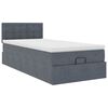 vidaXL Cadre de lit ottoman avec matelas gris fonc&eacute; 90x190 cm velours