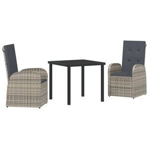 vidaXL Ensemble de salle &agrave; manger pour jardin 3 pcs Gris polyrotin