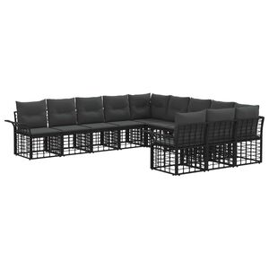 vidaXL Ensemble de canap&eacute;s d'ext&eacute;rieur 11 pcs Noir et Gris fonc&eacute;