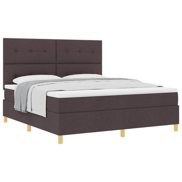 vidaXL Lit &agrave; ressorts avec matelas Marron fonc&eacute; 180 x 200 cm tissu