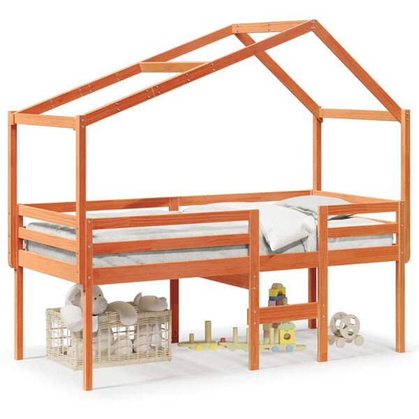 vidaXL Lit haut sans matelas cire marron 80x200 cm bois de pin massif