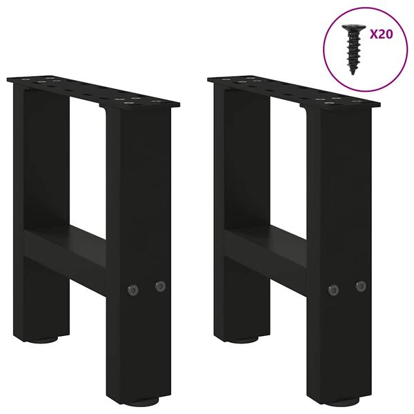 vidaXL Pieds de table basse Noir 2 pi&egrave;ces 40 x (30-31) cm Acier