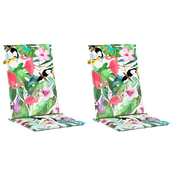 vidaXL Coussins de chaise de jardin dossier haut lot de 2 multicolore