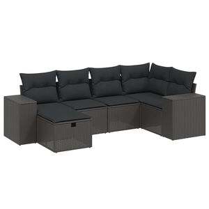 vidaXL Salon de jardin 6 pcs avec coussins noir r&eacute;sine tress&eacute;e