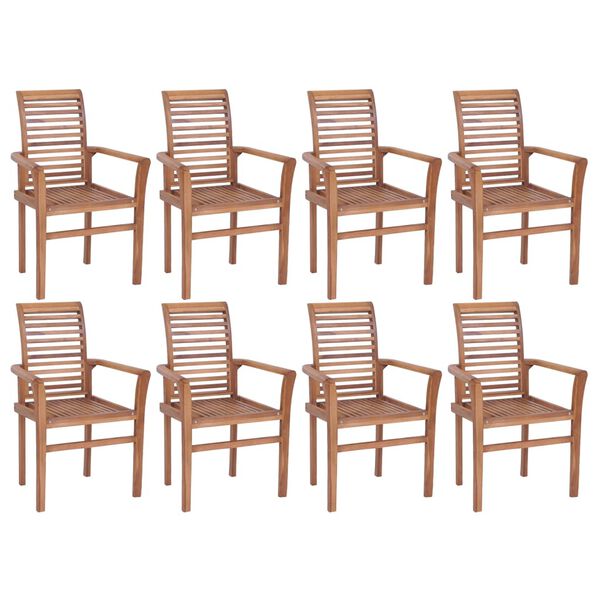 vidaXL Chaises empilables à manger lot de 8 bois de teck solide