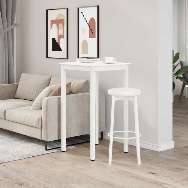 vidaXL Table de bar Blanc 60 x 60 x 105 cm Bois de pin massif
