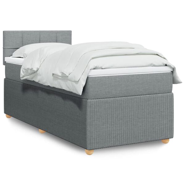 vidaXL Sommier &agrave; lattes de lit avec matelas gris clair 80x200 cm tissu