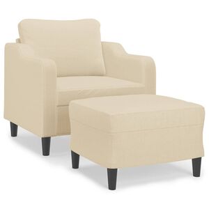 vidaXL Fauteuil avec repose-pied Cr&egrave;me 60 cm Tissu