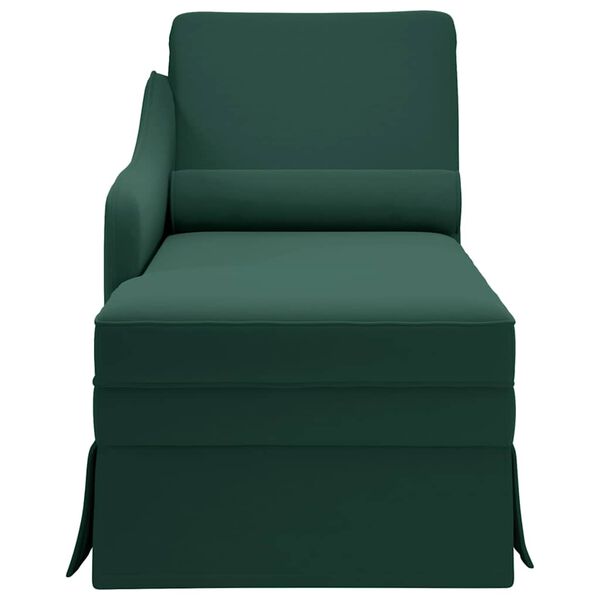 vidaXL Fauteuil long et traversin accoudoir droit vert fonc&eacute; velours