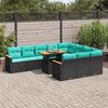 vidaXL Salon de jardin 11 pcs avec coussins noir r&eacute;sine tress&eacute;e