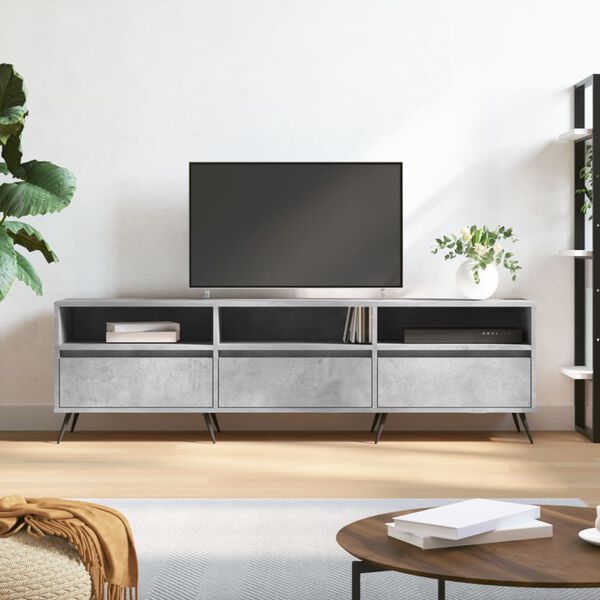 vidaXL Meuble TV gris b&eacute;ton 150x30x44,5 cm bois d'ing&eacute;nierie