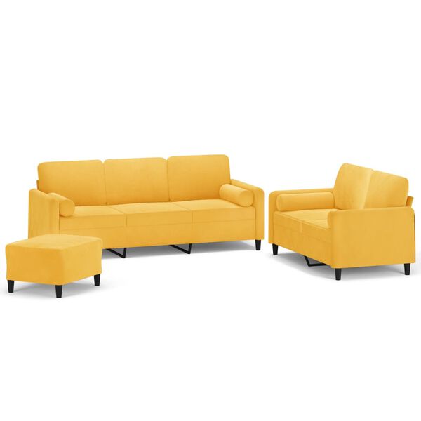 vidaXL Ensemble de canap&eacute;s 3 pcs coussins d&eacute;coratifs et coussins Jaune