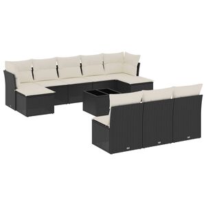 vidaXL Salon de jardin 11 pcs avec coussins noir r&eacute;sine tress&eacute;e